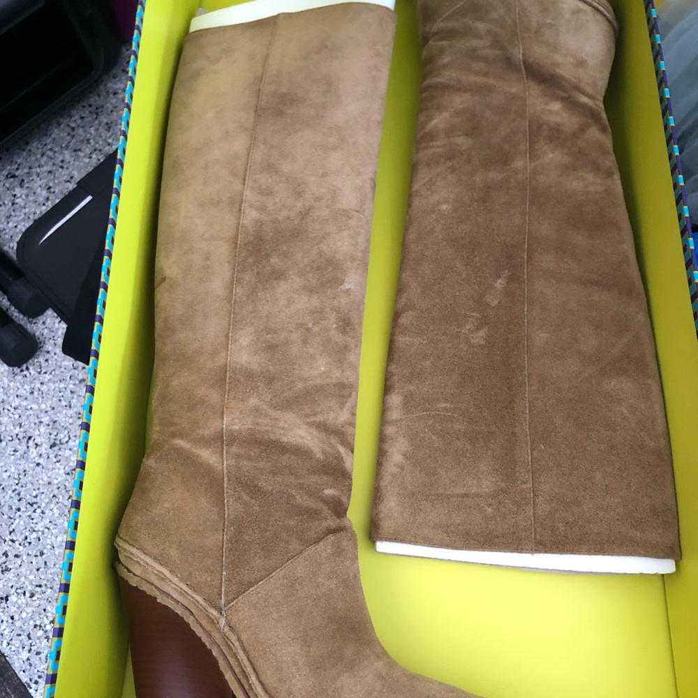 Tan Suede Knee-High Boots